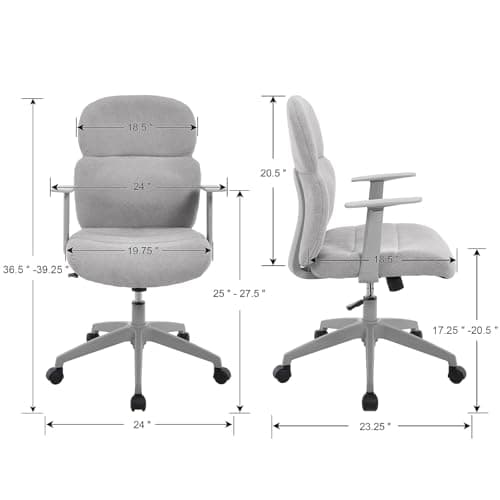 LuxErgo Office Chair, Home Office Desk Chairs with Armrest, Comfy Rolling Desk Chair with Wheels, Fabric Computer Chairs Adjustable Backward Tilt for Children/Kids, Beige - Thumbnail 2
