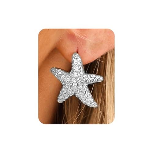 UANNEAU Silver Earrings for Women Trendy 14K Gold Plated Chunky Starfish Stud Earrings Hypoallergenic Lightweight Beach Earrings Jewelry - Image 1