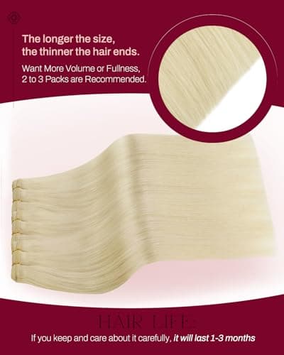 Moresoo Blonde Sew in Hair Extensions Real Human Hair Remy Straight Weft Hair Extensions Human Hair Golden Platinum Blonde 100Gram 18Inch - Thumbnail 3