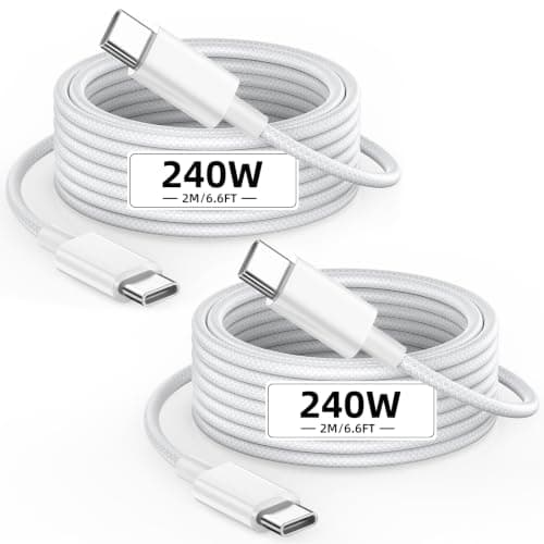 MPATIBY USB C to USB C Cable, 240W C to C Cable Fast Charging [6.6FT, 2 Pack] Type C Charger Fast Charging USBC to USBC Cord for iPhone 17 16 15 Pro Max iPad MacBook Air Pro S26 S25 Ultra