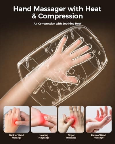 Miula Cordless Hand Massager with Compression,Soothing Heating,Adjustable Modes for Daily Relaxation,Rechargeable Portable Massager for Fingers Palm Wrist at Home Office Travel (White) - Thumbnail 2