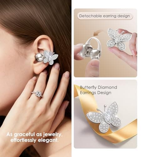 King Lucky Open Ear Earbuds Clip on Wireless Bluetooth 5.4 Headphones with Mic,50H Play,ENC Call,Waterproof,Jewelry Ear Buds,Comfortable for Small Ears&Glasses Wearers,Workouts (04-White) - Thumbnail 3