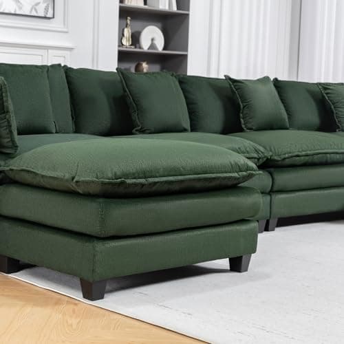 Fachmaih Sectional Cloud Couch 150" Modular Sofa with Ottoman Deep Seat Couches Modern Cloud Couch with Pillow for Living Room, Bedroom and Apartment - Thumbnail 3