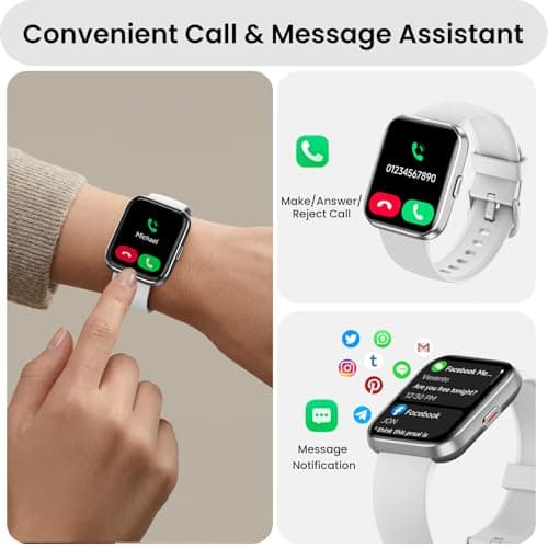 Smart Watches for Men Women with Alexa/AI Voice & Call, Mens Smart Watch with Heart Rate,SpO2,Sleep, Pressure Monitor & Reminders, 1.85’’ HD 100+ Sports Fitness Watch for Activities Track-White - Thumbnail 2