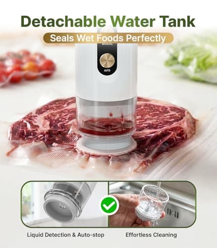 Compact Handheld Vacuum Sealer for Food, Portable Wireless Vacuum Sealer with 60kPa Suction, Dual Modes, Visible Water Reservoir, Includes Complete Set for Food Preservation - Thumbnail 3