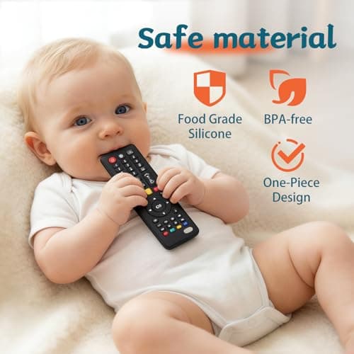 Wenobby Baby Teething Toys, Food Grade Silicone Teether Toys,Chew Toys for Babies 3-24 Months, Upgraded TV Remote Control Shape Teething Relief for Infants - Thumbnail 2