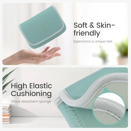 LENTION Mint Green Neoprene Tech Pouch, Portable Travel Organizer for MacBook Power Adapter, Power Bank, Charger, Cable & Small Electronics - Thumbnail 4