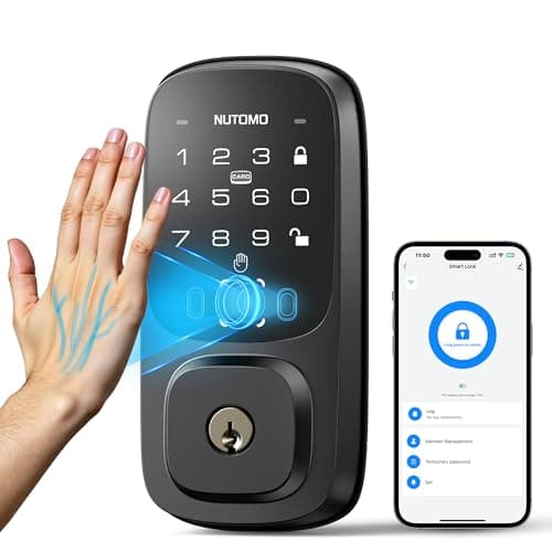 NUTOMO Palm Vein Smart Lock: Keyless Entry Door Palm Lock Built-in WiFi Keypad Electronic Digital Deadbolt with APP Remote Control for Home Support Alexa/Rechargeable Battery/BHMA Grade 3/SP300/Black - Image 1