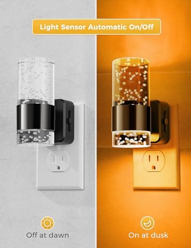 L LOHAS LED Night Light,Dimmable Night Lights Plug into Wall, Acrylic Nightlights with 0-100 LM Adjustable Brightness, Amber Plug in Night Light with Dusk to Dawn Sensor, for Bathroom Hallway - Thumbnail 2