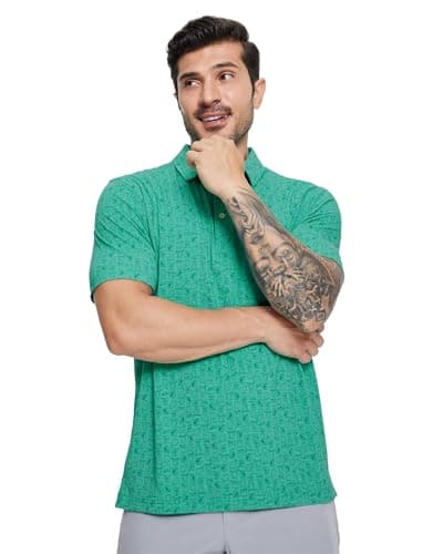 M MAELREG Mens Golf Shirts Short Sleeve Pattern Moisture Wicking Quick Dry Collared Athletic Mens Golf Polo Shirt - Thumbnail 2