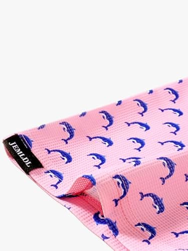JEMLDL Golf Polo Shirts for Men Dry Fit Summer Short Sleeve Performance Moisture Wicking Casual Printed Collared Polo Shirt Pink Dolphin Ocean XL - Thumbnail 6