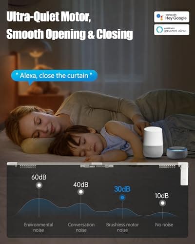 EUMUV Curtain Rods for Windows up to 166 Inches Adjustable Length Electric Smart Curtain Track System with Remote, Motorized Automatic Curtain Opener, Alexa Google Home Tuya App Compatible - Thumbnail 5