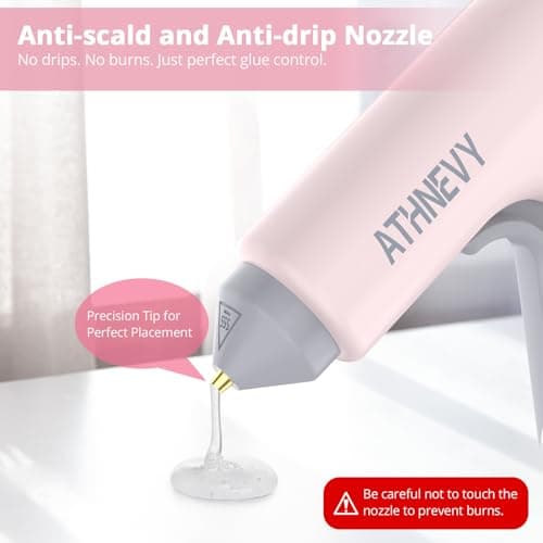 Cordless Hot Glue Gun, 4V 10s Fast Preheat, USB-C, 2000mAh Battery with Indicator, Smart Temp Control, Anti-Drip, Auto-Off, 30×7mm Glue Sticks, DIY Crafts, Home Repair, School Project (Light pink) - Thumbnail 4