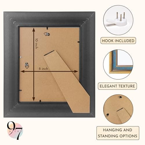 97 Decor 8x10 Vintage Picture Frame - 8x10 Picture Frame Gold Vintage, 8 x10 Gold Frame For Posters, Rustic 8 x 10 Frame Wall Hanging For Home Decor - Thumbnail 4