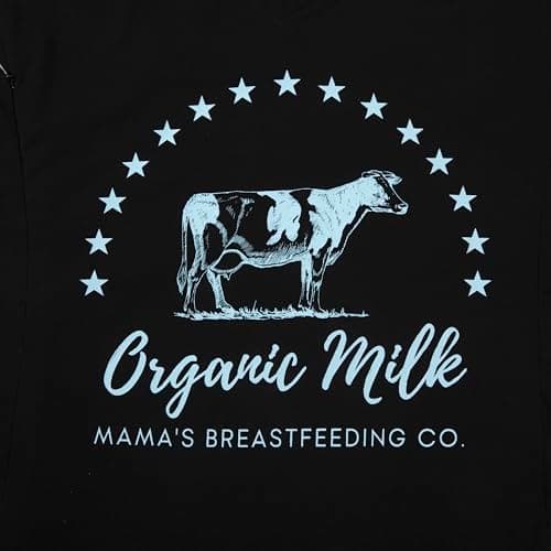LUKYCILD Nursing Shirts for Breastfeeding Women Zipper Nursing Maternity Graphic Tee Mama Breast Feeding V Neck Tops Black - Thumbnail 6