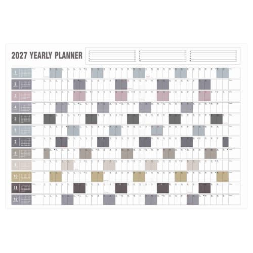 Yearly Wall Calendar with Holidays, Full Year Calendar One Page, Annual Year Wall Calendar with Stickers, Horizontal, 23"X 33" (Open), Paper Folded - Image 1