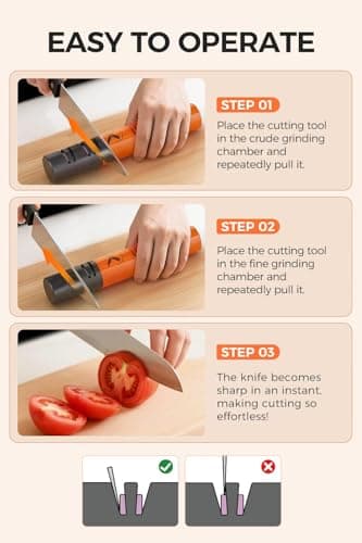 LEFUGO Electric Knife Sharpener, 3 Speed Max 7000RPM Handheld Sharpener for Kitchen Knives, Electric Knife Sharpening Tool of Portable Cordless Rechargeable 2000mAh (Orange) - Thumbnail 4