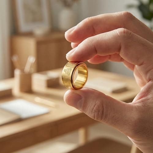 JATHIN Buddhist Inspired Spinner Ring for Men - Coin Fidget Ring Stress Relief Meditation Jewelry, Adjustable Zen Lucky Ring for Anxiety Relief & Mindfulness Practice，Bring wealth (8) - Thumbnail 2
