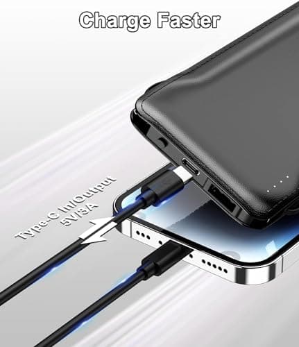 TG90° Portable Charger with Cords Only 10000mAh Power Bank with Built in Cables(No Plug) Battery Backup Cell Phone External Battery Pack Compatible with iPhone 17 16 15 14 13 12 Samsung Google iPad - Thumbnail 2