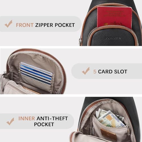 BOSTANTEN Sling Bag for Women Leather Crossbody Bag Vintage Cross Body Purse for Travel with Guitar Strap, Bohemian Style - Thumbnail 5