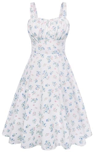 Belle Poque Blue Floral Dress for Women 2026 Summer Sleeveless Midi Sundress Vintage Homecoming Graduation Dress X-Large - Image 1