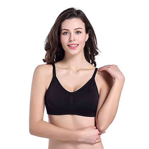 Stelle Nursing Bras Maternity Bra for Breastfeeding Pregnancy Wireless Bralette with Pads, Extenders (Black+Gray,XL) - Thumbnail 3