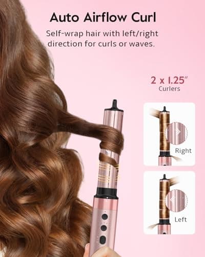 Brightup 5 in 1 Air Styler, 1400W High Speed Hair Dryer Brush, Professional Automatic Hair Curler with Cool Shot Button, 800 Million Ionic, No Heat Damage, with Travel Bag - Thumbnail 4
