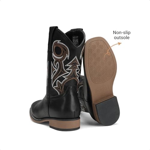 DREAM PAIRS Boys Cowboy Boots Kids Classic Western Boots Square Toe Girls Cowgirl Boots for Toddler/Little Kid/Big Kid,Size 13 Little Kid,Black,SKMB26001K - Thumbnail 4