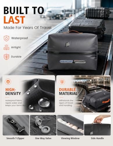 Seaflash Vacuum Travel Bags with Pump, 34L Space Saver Vacuum Compression Bags for Travel Luggage Suitcase Backpack, Waterproof & Reusable Vacuum Packing Cubes for Clothing (1PCS + Pump) - Thumbnail 4