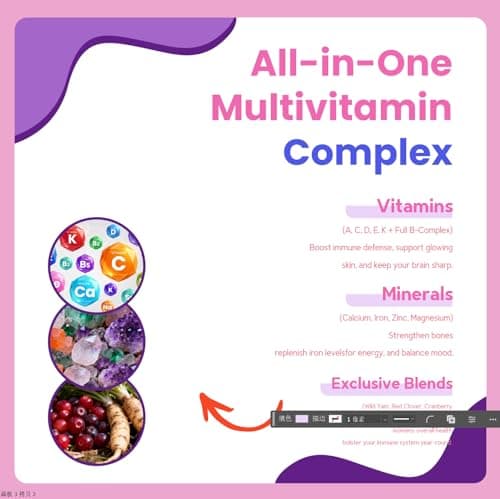 VCCVBB All-in-One Women's Multivitamin Gummies with Complete Vitamin & Mineral Complex, Herbal Blends for Energy, Overall Health, High Potency Hair Skin and Nails Vitamins, Strawberry Flavor, 60 Count - Thumbnail 2