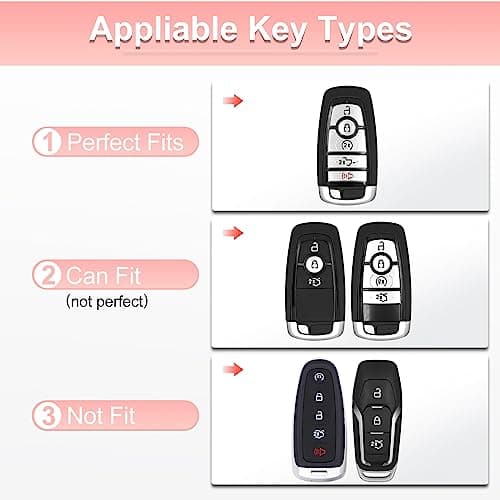 Pangpai Pink Key Fob Cover for Ford, Soft TPU Key Case Protection with Bling Keychain Fit for Edge Escape Expedition Explorer Fusion Mustang Ranger F-150 F-250 - Thumbnail 2