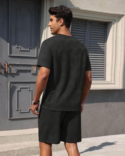 Aiyino Men’s 2-Piece T-Shirt & Shorts Set – Casual Track Suit for Summer - Thumbnail 5