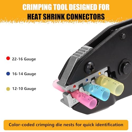 Mulwark Wire Crimping Tool for Heat Shrink, Wire Crimper AWG 10-22 | Professional Wire Crimpers-Crimping Pliers for Automotive, Marine & DIY Electrical Projects - Thumbnail 2