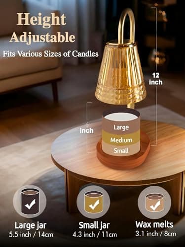 Exovyn Candle Warmer Lamp with Timer & Adjustable Height, Dimmable Light, Elegant Gifts for Women mom, Electric Wax Warmer for Scented Jar Candles, New Home Décor & Housewarming Gifts - Thumbnail 3