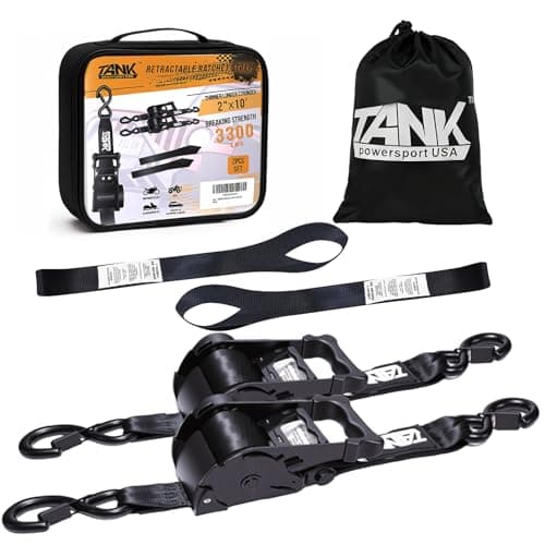 3300LB Retractable Ratchet Straps with Soft Loops(2 Pack), 2" x 10FT Heavy Duty Auto Self Retracting Tie Down Straps for Trucks, Motorcycle, Cargo, Trailer, Moving-Black - Image 1