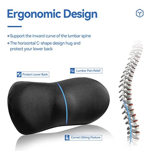 SHAKERINO Lumbar Support Pillow for Car with Dual-Grip™ Stability System - Advanced Adaptive Memory Foam Back Pillow for Lower Back Pain Relief, Ergonomic Driving Seat & Office Chair Cushion, Black - Thumbnail 5