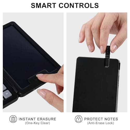 Niodel Desktop Calculator with 6.5" LCD Writing Tablet, 12-Digit Foldable Desktop Calculator with Stylus, Portable Professional Financial Notepad for School, Office & Business(Black) - Thumbnail 4