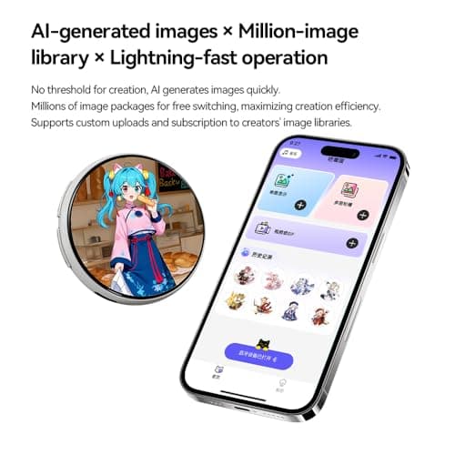 Boonitoflow Digital Badge with Magnetic Back, No-Hole Wearable LED Display, Photo GIF Video Screen, Bluetooth Custom Name Tag, Anime Cosplay Pixel Badge, Gift for Men Women - Thumbnail 6