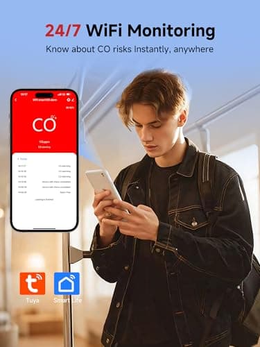 HEIMAN Smart Carbon Monoxide Detector, Wi-Fi Nano CO Alarm, ETL Listed Real-Time Push Notifications Battery Powered, Test-Reset Button, 2034 Standards, 10-Year Figaro Sensor, Portable for Trave - Thumbnail 3