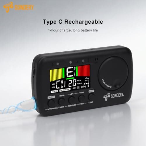Sondery Digital Vocal Metronome Tuner Rechargeable for Guitar Bass Violin - Thumbnail 6