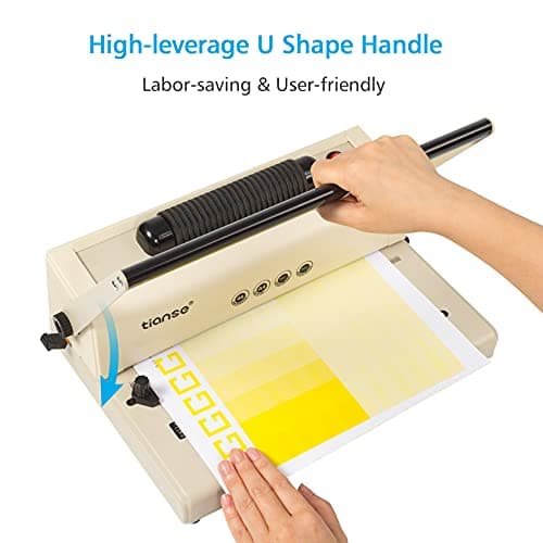 TIANSE Coil Binding Machine, Electric Coil Inserter, Manual Round Hole Punch, 15 Sheets Punch Capacity, Perfect for Letter Size / A4 / A5, Comes with 100pcs 5/16'' Plastic Coil Binding Spines & Plier - Thumbnail 4