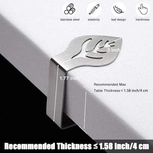 CUNGLIN Table Cloth Holder Clips 10 Pack, Leaf Shape Picnic Tablecloth Clip Outdoor Large Heavy Duty Stainless Steel Decorative Cover Clamp Pin for Party Wedding Restaurant Camping RV Accessories - Thumbnail 2