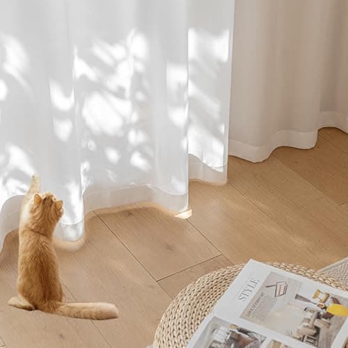 Draphelle Patio Screen Non-See-Through Outdoor Curtains Waterproof Sheer Lightweight Drapes for Porch Gazebo Garden Party Wedding Backdrop, White, W 52 x L 84 inch per Panel, 2 Panels - Thumbnail 2