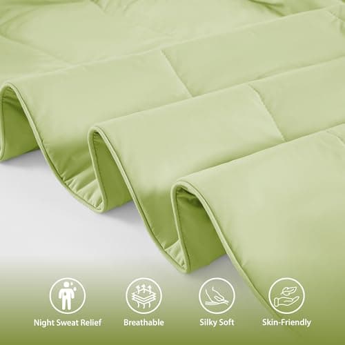 Regency Heights King Size Cooling Comforter, Breathable Blanket for Hot Sleepers, Lightweight All Season Bedding for Night Sweats, 108x90, Sage - Thumbnail 4