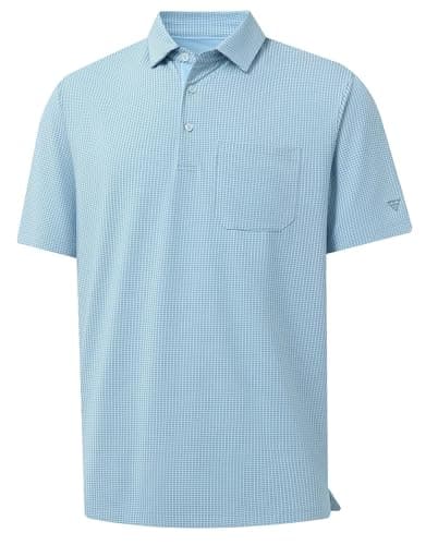 M MAELREG Golf Polo Shirts for Men Dry Fit Casual Performance Moisture Wicking Mens Polo Shirts Short Sleeve Light Blue - Image 1