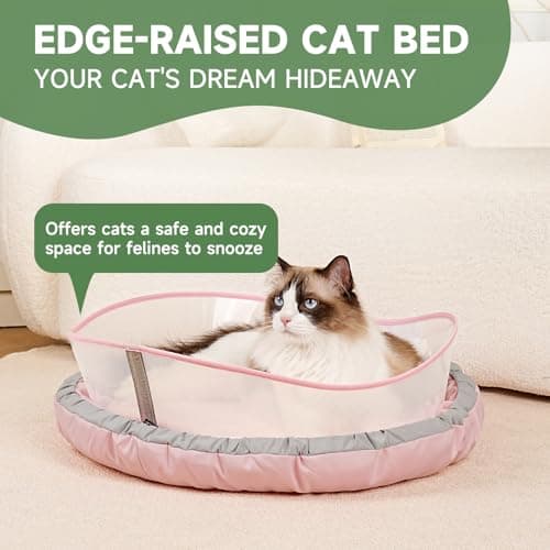 GoGoPaw Cat Bed for Indoor Kitten Bed Washable, Anti Anxiety Round Donut Pet Beds for Small Dogs Cats, Super Soft Plush Fur Pet Bed (Pink，21 Inches) - Thumbnail 5