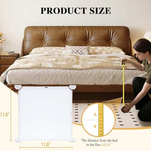 11.8" H x 248" L in Total Under Bed Blocker for Pets, Adjustable Length Bed Blockers for Under Bed, Under Beds Blocker Stops Pets Sneaking Under, Fits Queen, King Bed Three Sides, White - Thumbnail 4
