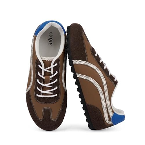 QIY Womens Fashion Sneakers Dark Brown Casual Sneakers for Women Comfortable Chocolate Walking Tennis Shoes Slip on Cute Fall Shoes 2026 Size 7.5