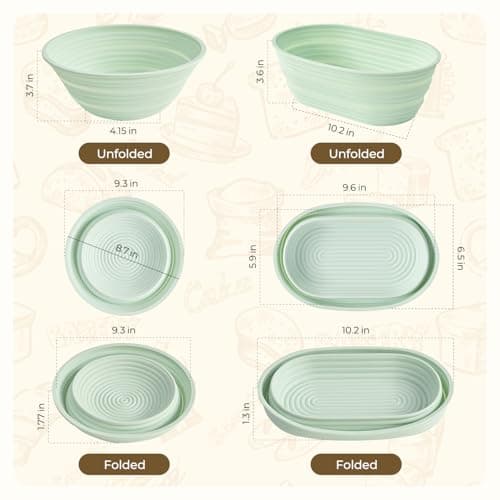 Napute Sourdough Starter Kit, 9PCS Sourdough Breads Baking Supplies, Banneton Bread Proofing Basket Set with 9" Round & 10" Val, Bread Sling, Whisk, Scrapers, Bread Lame, Bag, Sour Dough Baking Tools - Thumbnail 3