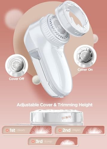 Bymore Fabric Shaver, Lint Remover, Lint Shaver Defuzzer Sweater Shaver for Clothes and Furniture with AC Adapter Pill Fuzz Remover-Pure White - Thumbnail 4